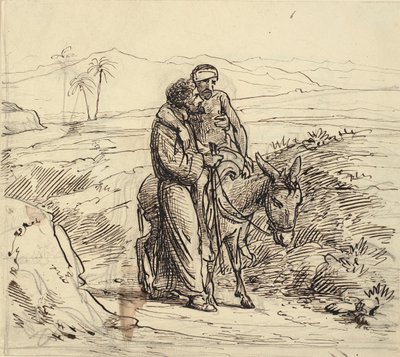 De barmhartige Samaritaan begeleidt de gewonde door Wilhelm Marstrand