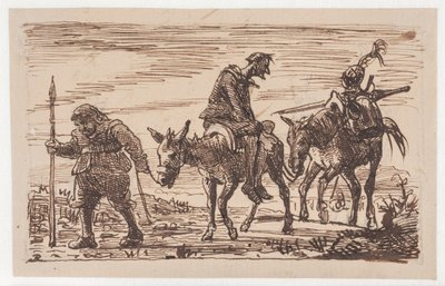 De doorgehaalde Don Quichot wordt naar huis gebracht door Wilhelm Marstrand