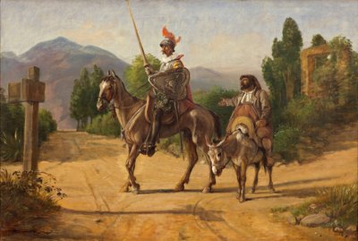 Don Quichot en Sancho Panza bij een kruispunt door Wilhelm Marstrand
