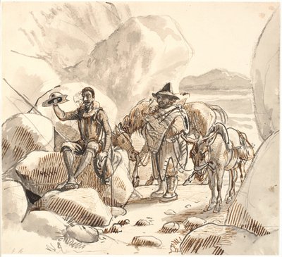 Don Quichot onderwijst Sancho over de roem en toekomst van ridders door Wilhelm Marstrand
