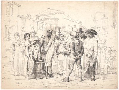 Een charlatan verkoopt schoensmeer, Rome door Wilhelm Marstrand