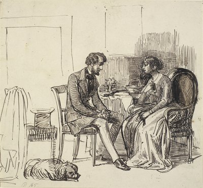 Een heer op bezoek bij een jongere dame door Wilhelm Marstrand