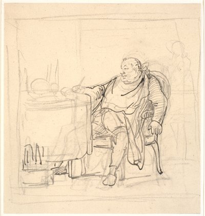 Een dikke man aan de eettafel door Wilhelm Marstrand