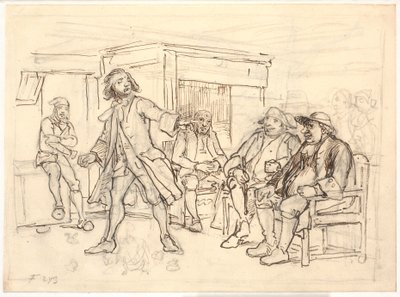 Erasmus Montanus discussieert met Per Degn door Wilhelm Marstrand