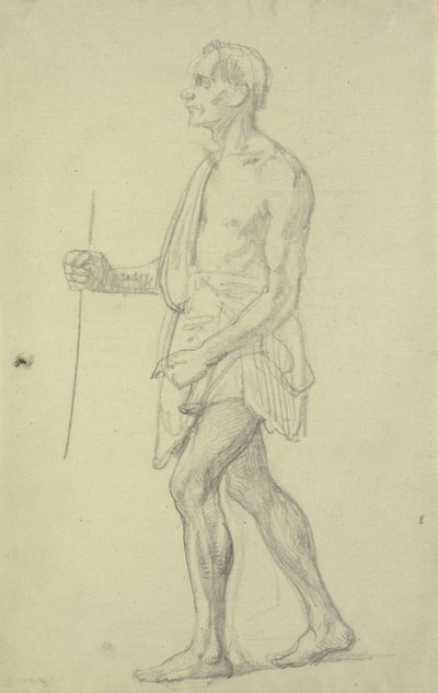 Figurenstudie. Staande man in profiel naar links door Wilhelm Marstrand