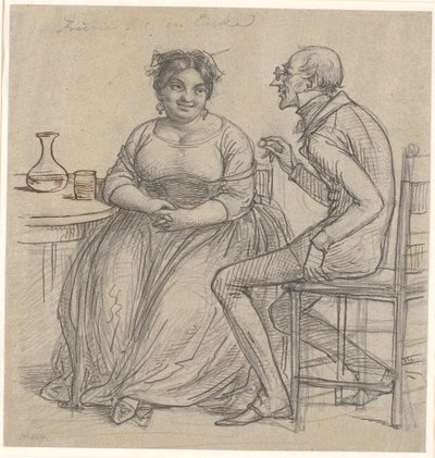 "Huwelijksaanzoek aan een weduwe" door Wilhelm Marstrand