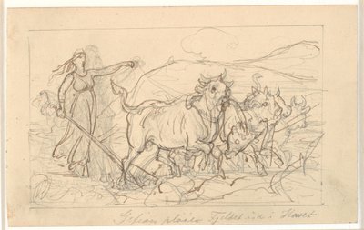 "Gefion ploegt de berg in de zee" door Wilhelm Marstrand