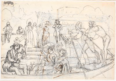 Gondelscène uit Venetië door Wilhelm Marstrand