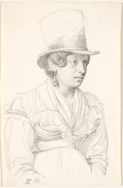 Italiaanse vrouw met hoge hoed door Wilhelm Marstrand