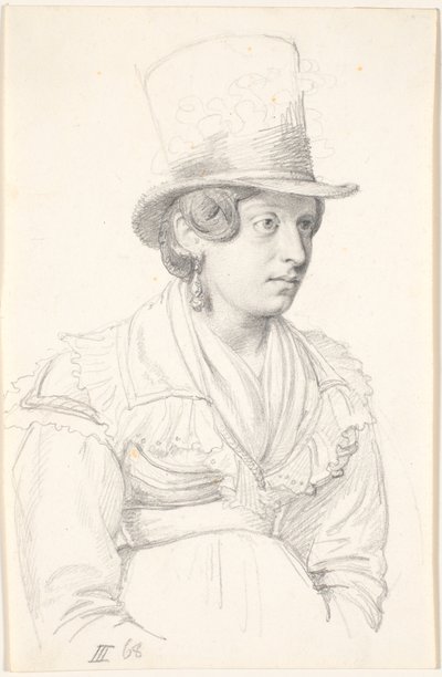 Italiaanse vrouw met hoge hoed door Wilhelm Marstrand