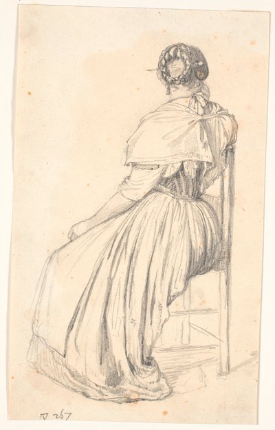 Italiaanse vrouw zittend op een stoel, van achteren gezien door Wilhelm Marstrand