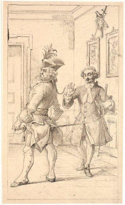 Jepser vergelijkt de rug van Jacob von Thyboe met een wenteltrap door Wilhelm Marstrand