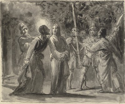 Jezus wordt gekust door Judas in de Hof van Getsemane door Wilhelm Marstrand
