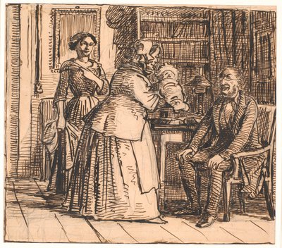 De vroedvrouw presenteert de erfgenaam door Wilhelm Marstrand