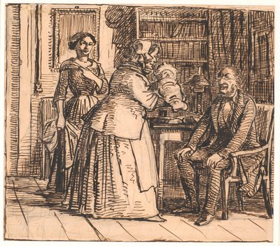 De vroedvrouw presenteert de erfgenaam door Wilhelm Marstrand
