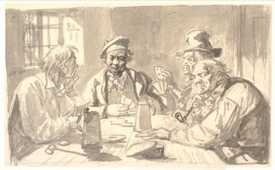 Kaartspel in een herbergkelder door Wilhelm Marstrand