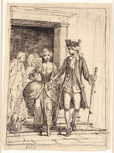 Leander en Leonora, achter hen Henrik en Pernille door Wilhelm Marstrand