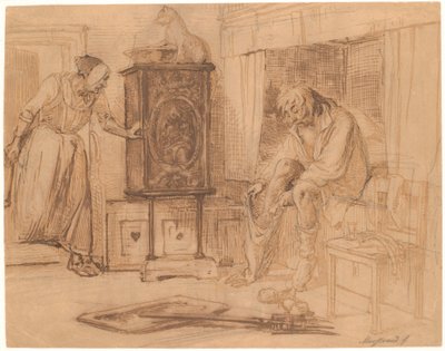 Nille vindt Jeppe slapend met broek aan één been door Wilhelm Marstrand