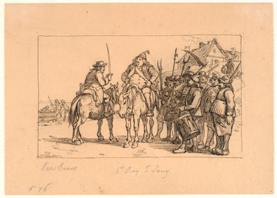 Peer Paars 1. boek 5. zang. De voogd op Anholt en Jens Blok verzamelen hun troepen door Wilhelm Marstrand