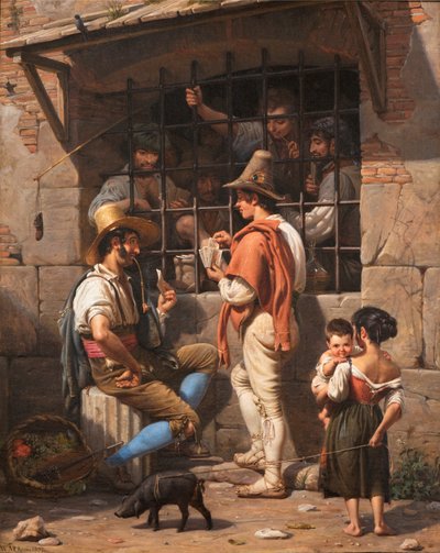 Gevangenisscène in Rome door Wilhelm Marstrand