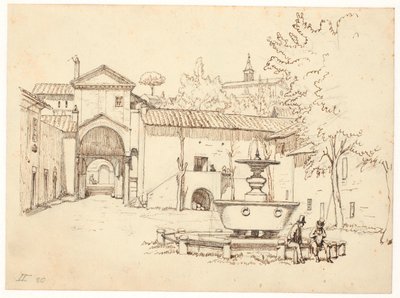 Romeinse tuin met fontein door Wilhelm Marstrand