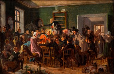 Scène van een veiling door Wilhelm Marstrand