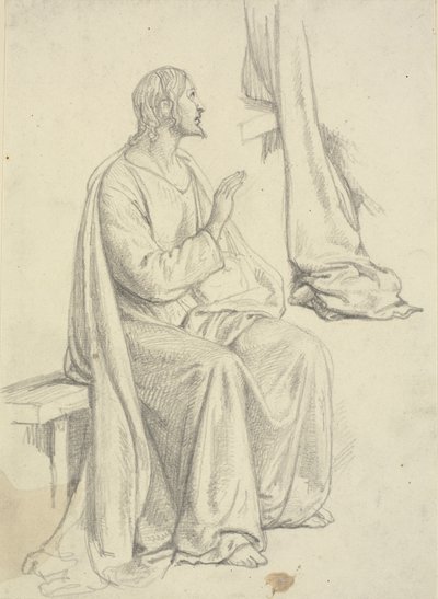 Zittende Jezus, en draperiestudie door Wilhelm Marstrand
