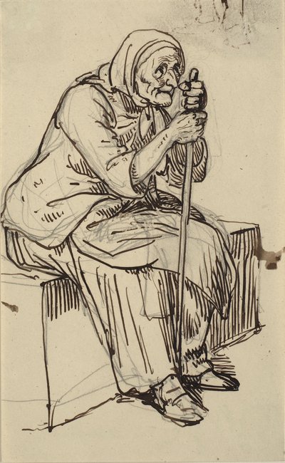 Zittende oude vrouw door Wilhelm Marstrand