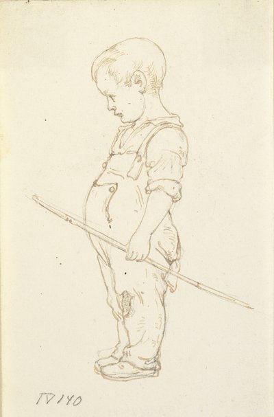 Staande kleine jongen met een stok in de hand door Wilhelm Marstrand