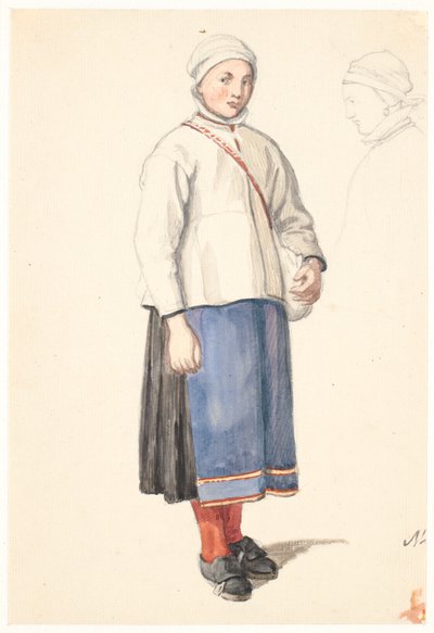 Staand Zweeds boerenmeisje door Wilhelm Marstrand
