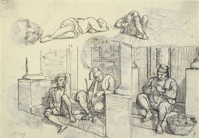 Studies van een Turk en een lazzaron op een trap door Wilhelm Marstrand