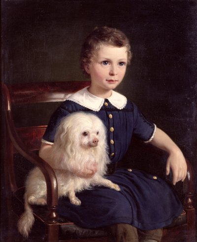 Studie van een jongen met huisdierhond, 1860 door Wilhelm Marstrand