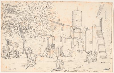 Het Plein in Nemi door Wilhelm Marstrand