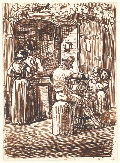 Buiten een wijnwinkel in Italië door Wilhelm Marstrand