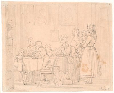 Ontwerp voor het Waagepetersenske Familieportret door Wilhelm Marstrand