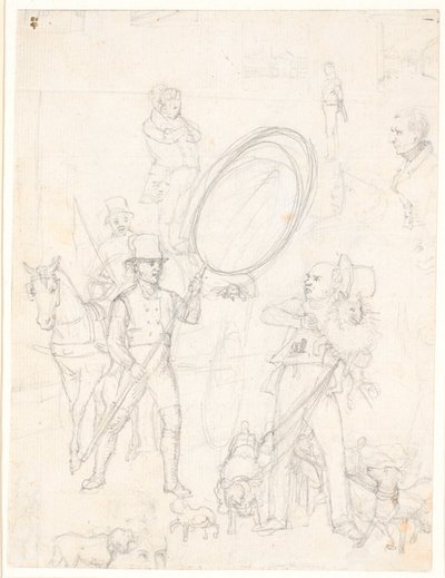 Ontwerp voor het schilderij "Straatscène in de hondsdagen" door Wilhelm Marstrand