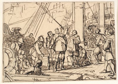 Ontwerp voor het schilderij in de kapel van Chr. 4 in Roskilde "Chr. 4 op de Drie-eenheid" door Wilhelm Marstrand