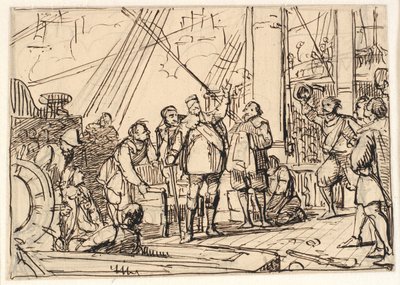 Ontwerp voor het schilderij in de kapel van Chr. 4 in Roskilde "Chr. 4 op de Drie-eenheid" door Wilhelm Marstrand