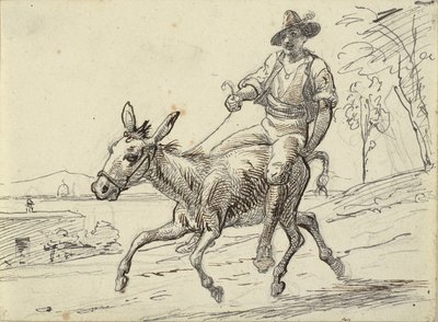 Jonge man rijdt op een ezel door Wilhelm Marstrand