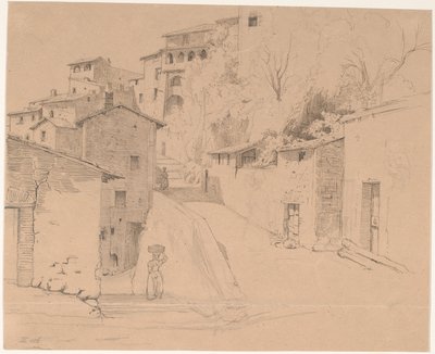 Via Piave met La Porta Su in Olevano Romano door Wilhelm Marstrand