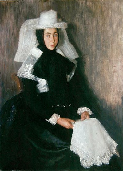 Meisje uit Langgoens in religieuze kleding door Wilhelm Thielmann