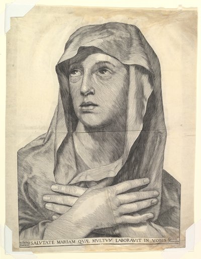 Buste van Maria met gekruiste handen door Wilhelm Traut