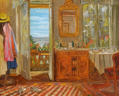 Interieur aan de Starnberger See. 1912 door Wilhelm Trübner