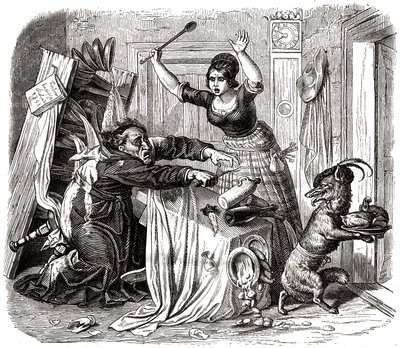 De vos steelt een kapoen van de tafel van een priester door Wilhelm von Kaulbach