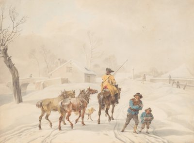 Postiljon op Paard in een Winterlandschap, ca. 1798 door Wilhelm von Kobell