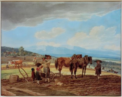 Rust bij het ploegen door Wilhelm von Kobell