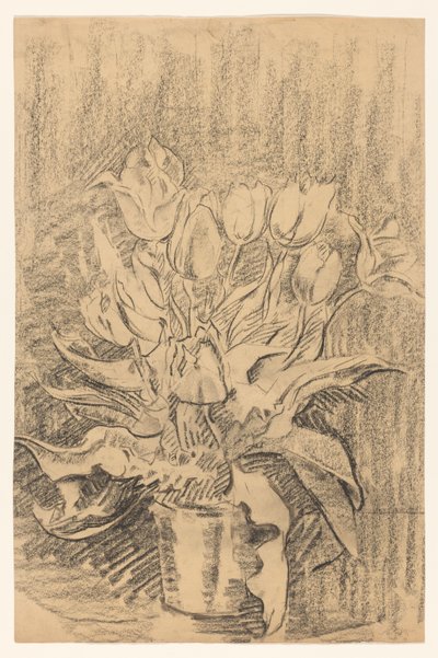 Vaas met tulpen door Wilhelmus Johannes Steenhoff