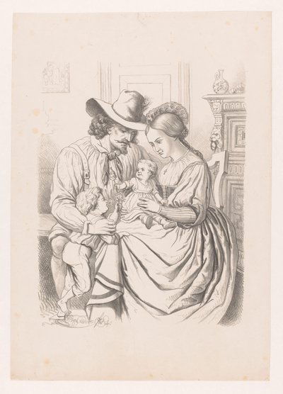 Gezin met jonge kinderen Derde tijdperk van het menschelijk leven Kunst-Album door W. P. van Geldorp (serie) door Wilhelmus Petrus van Geldorp