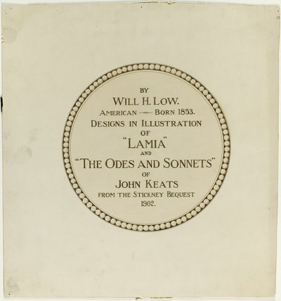 Titelpagina van de "Odes en Sonnetten van John Keats". door Will Hicock Low