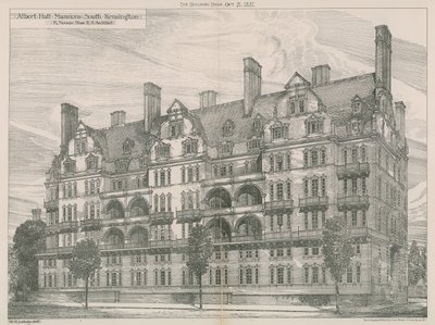 Albert Hall Mansions, South Kensington, Londen door Willam Richard Lethaby